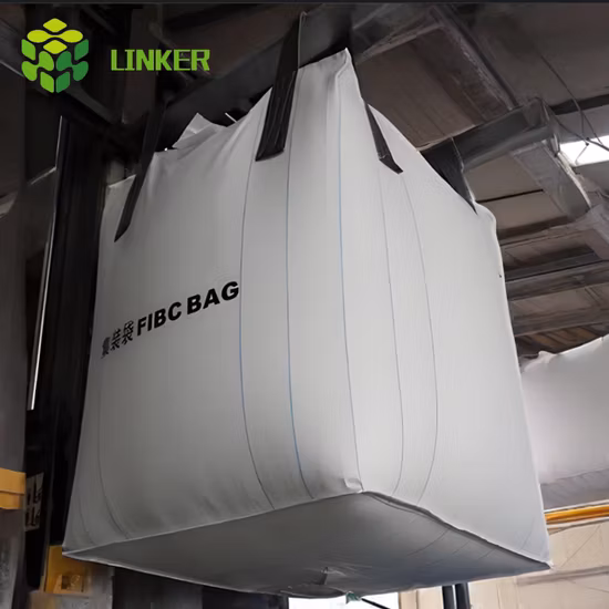 Factory Wholesale Circular Packaging Skip Container FIBC Big Bags Wood Pellets Bulk Bag with Conical Unloading System