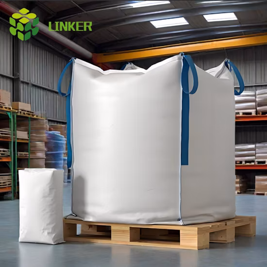 Factory Wholesale Circular Packaging Skip Container FIBC Big Bags Wood Pellets Bulk Bag with Conical Unloading System
